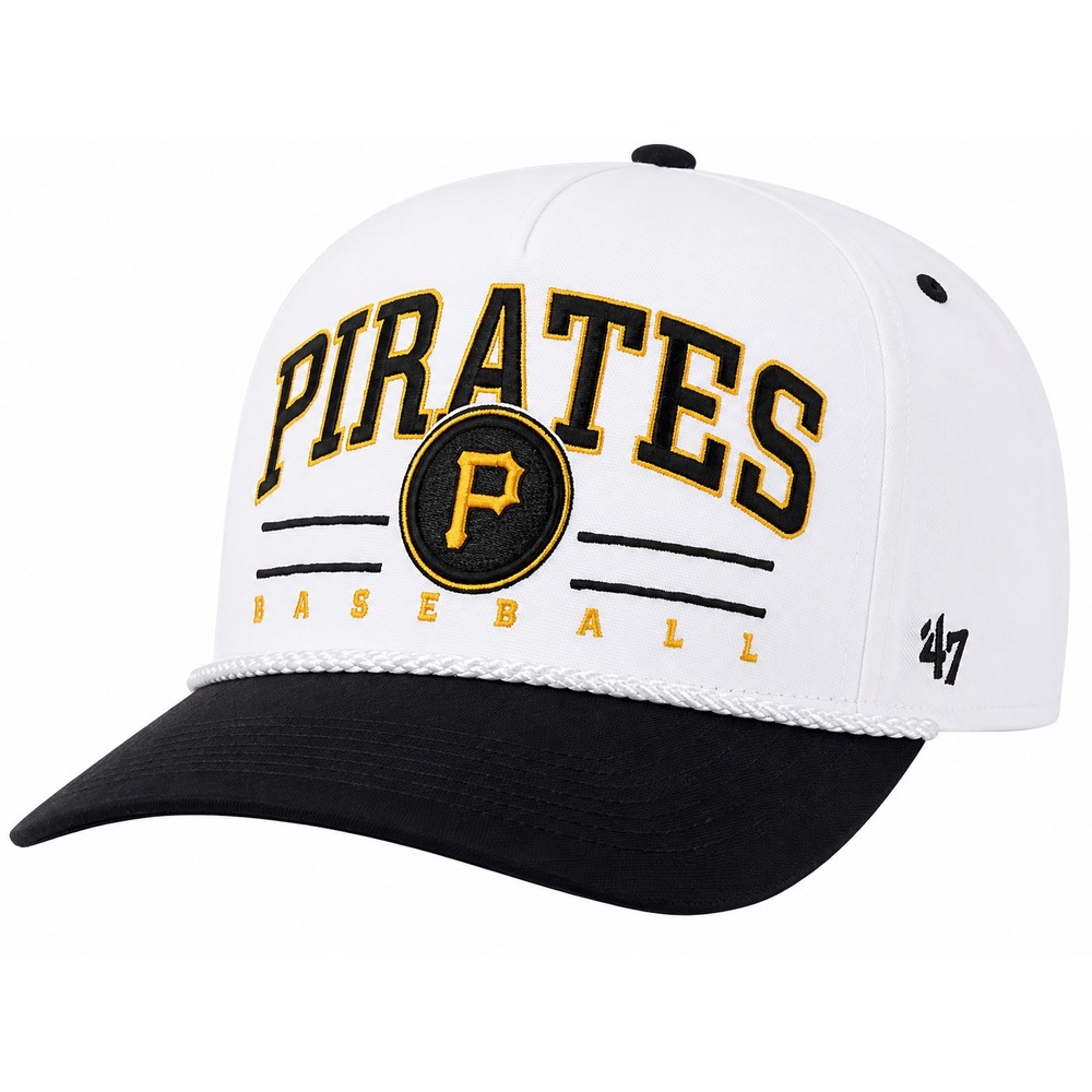 '47 Adult Pittsburgh Pirates White Roscoe Rope Hitch Adjustable Hat